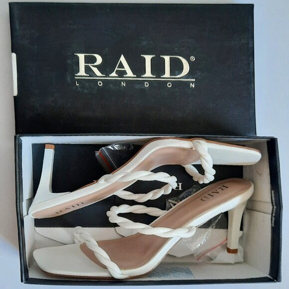 RAID Sameera Heeled Mule Sandals Slip-On in White - Picture 2 of 7